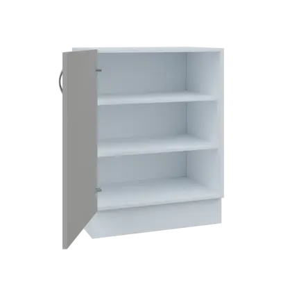 MS - 65D spodní skříňka, 1-dveřová, levá, 908x654x600, korpus bílý, dvířko šedá